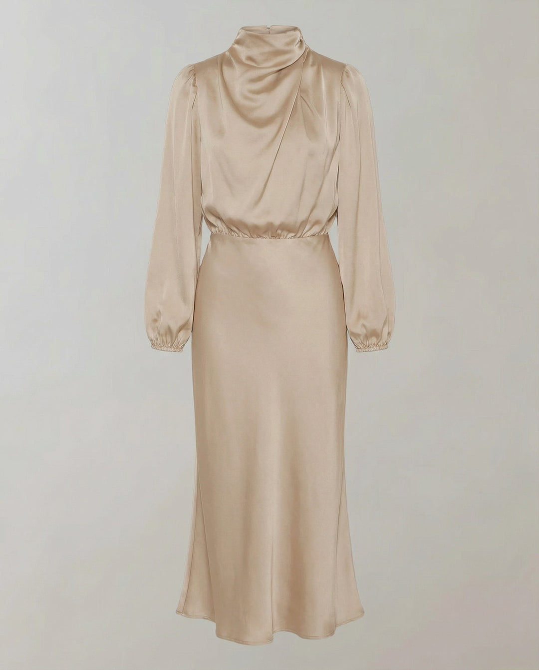 Zora | Elegant Luminous Long-Sleeve Satin Dress