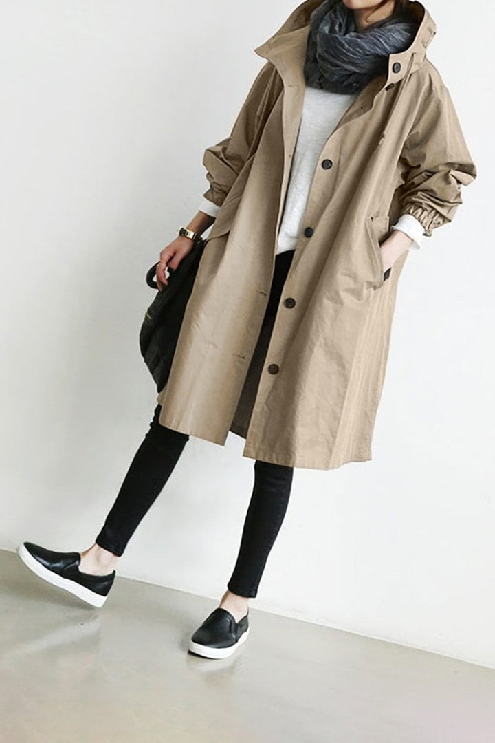 Maria | Elegant waterproof trench coat with hood