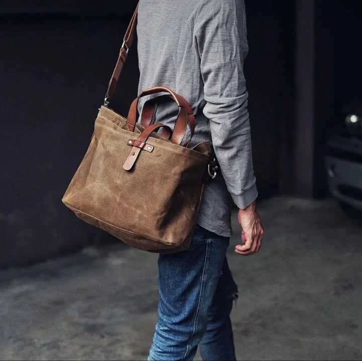 Julian | Waxed Canvas Leather-Trim Weather-Resistant Tote Bag