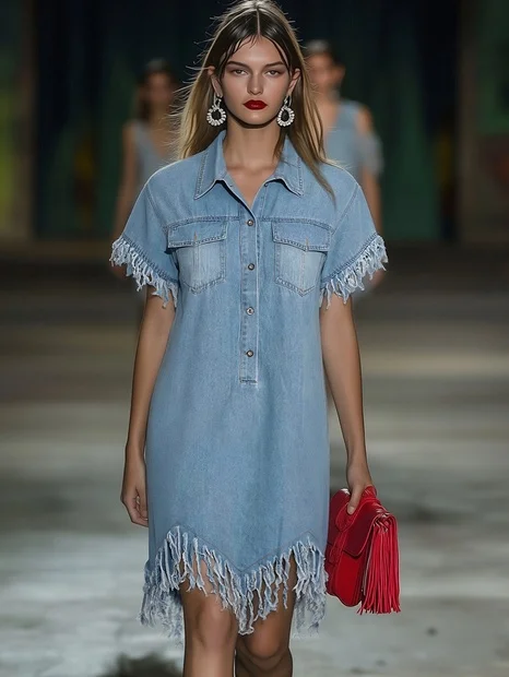 Lydia | Tailored And Sophisticated Collared Fringe Mini Dress