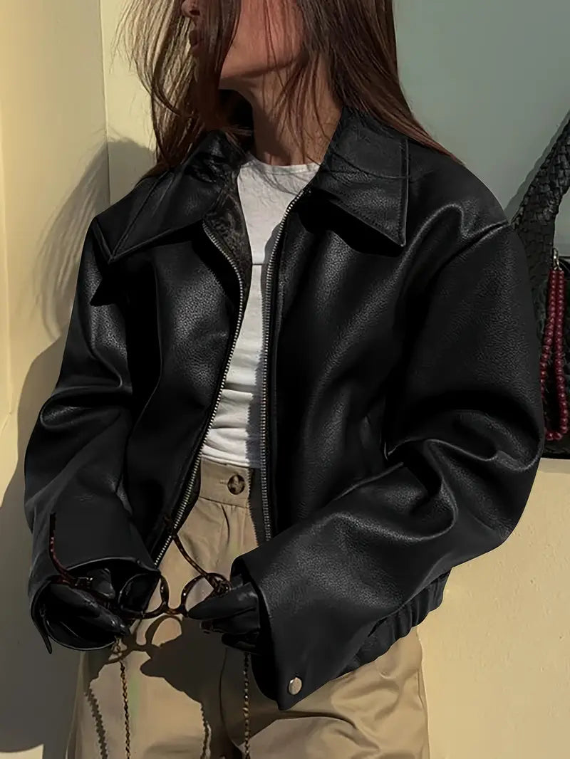 Karen | Women's Relaxed Fit Zip-Up Bomber Jacket