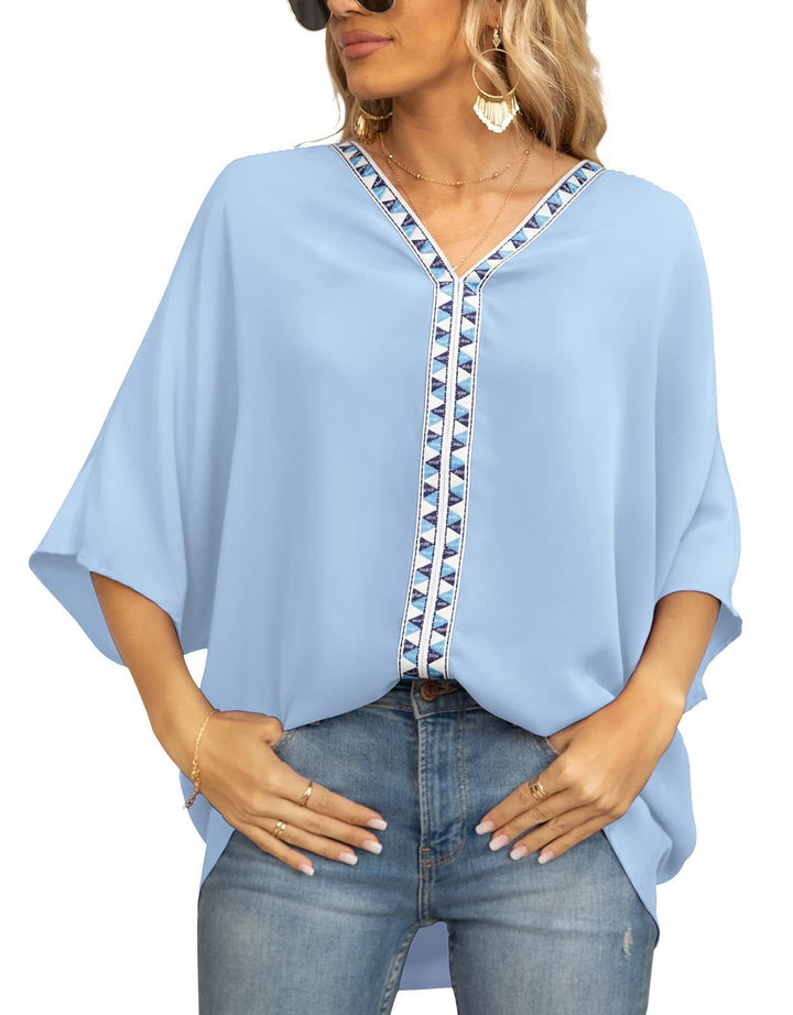 Avani | Comfortable And Warm geometric trim oversized tunic top