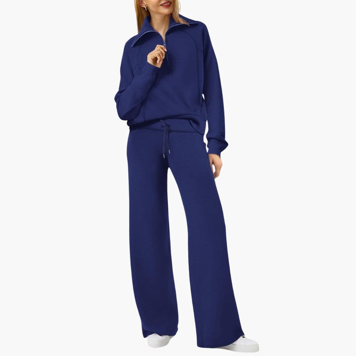 Avery | Elegant Half-Zip Wide-Leg Lounge Set