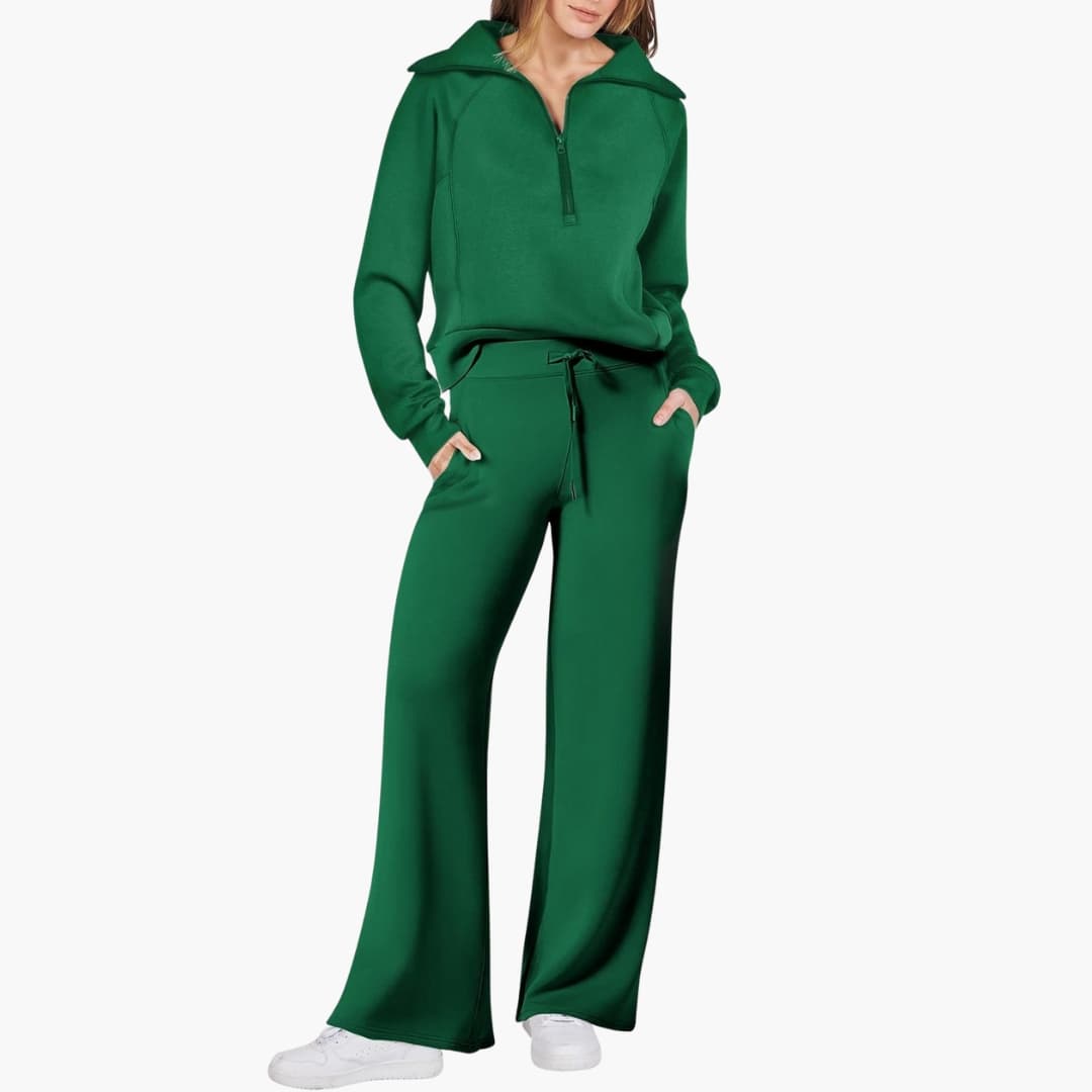 Avery | Elegant Half-Zip Wide-Leg Lounge Set