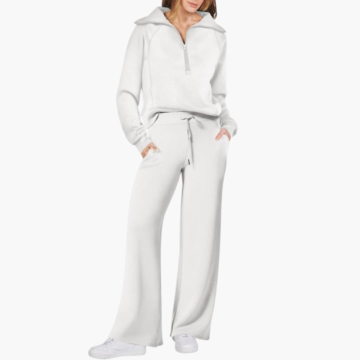 Avery | Elegant Half-Zip Wide-Leg Lounge Set