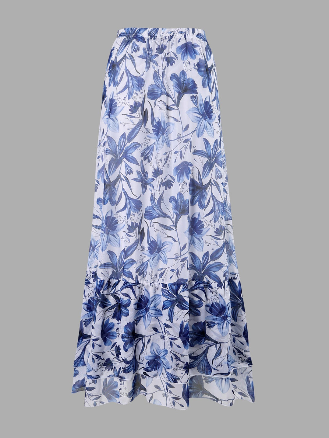 EMBERLY – BLUE AND WHITE PORCELAIN SWIMSUIT WRAP SKIRT SUIT