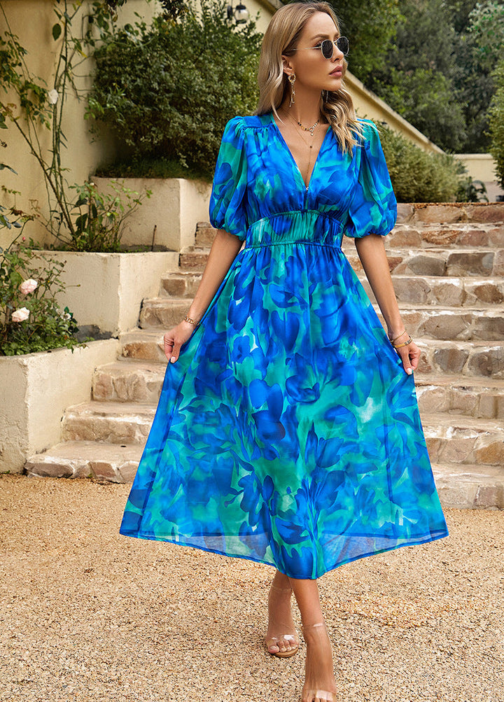 Flore - Elegant Dress with Floral Pattern