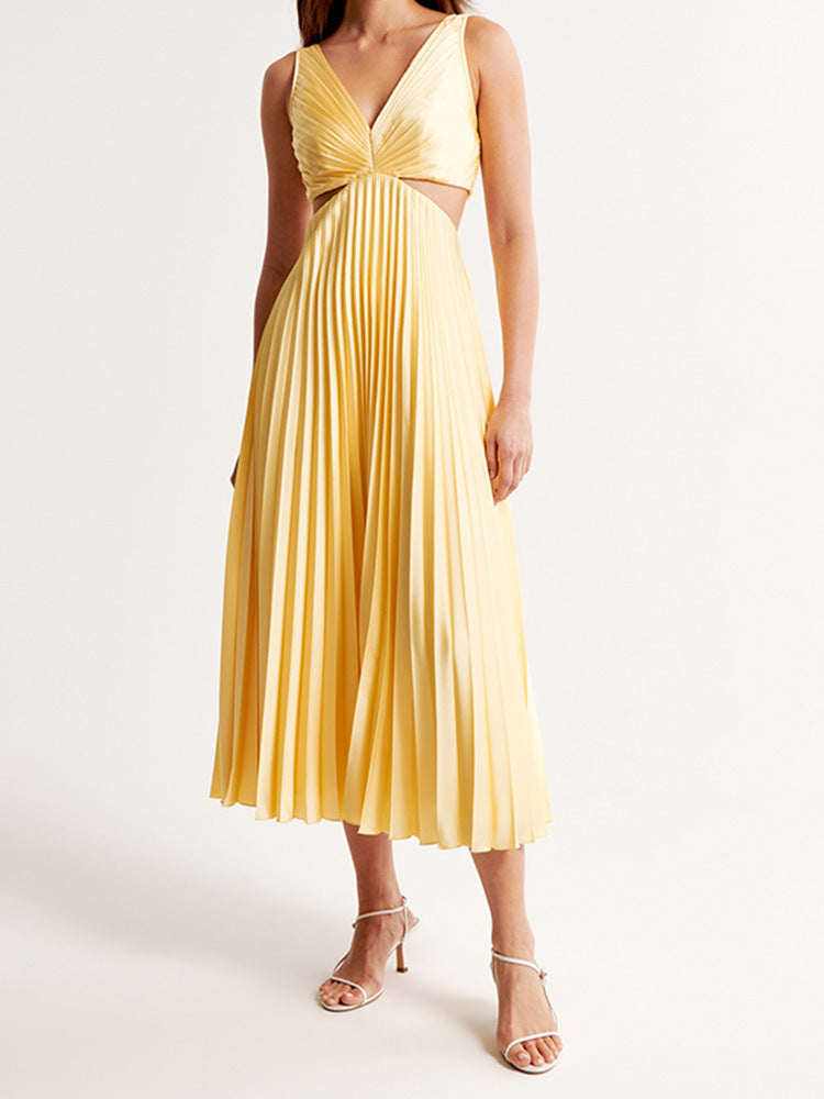 Sarai™ | Trendy V-Neck Solid Color Maxi Dress