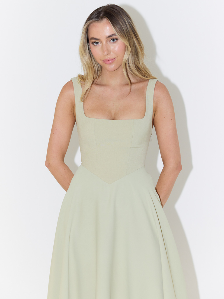 Women’s Sleeveless Corset Midi Dress