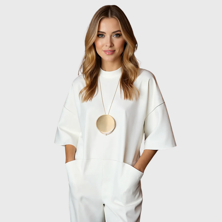 AMEDEA – ELEGANT SHORT-SLEEVED JUMPSUIT