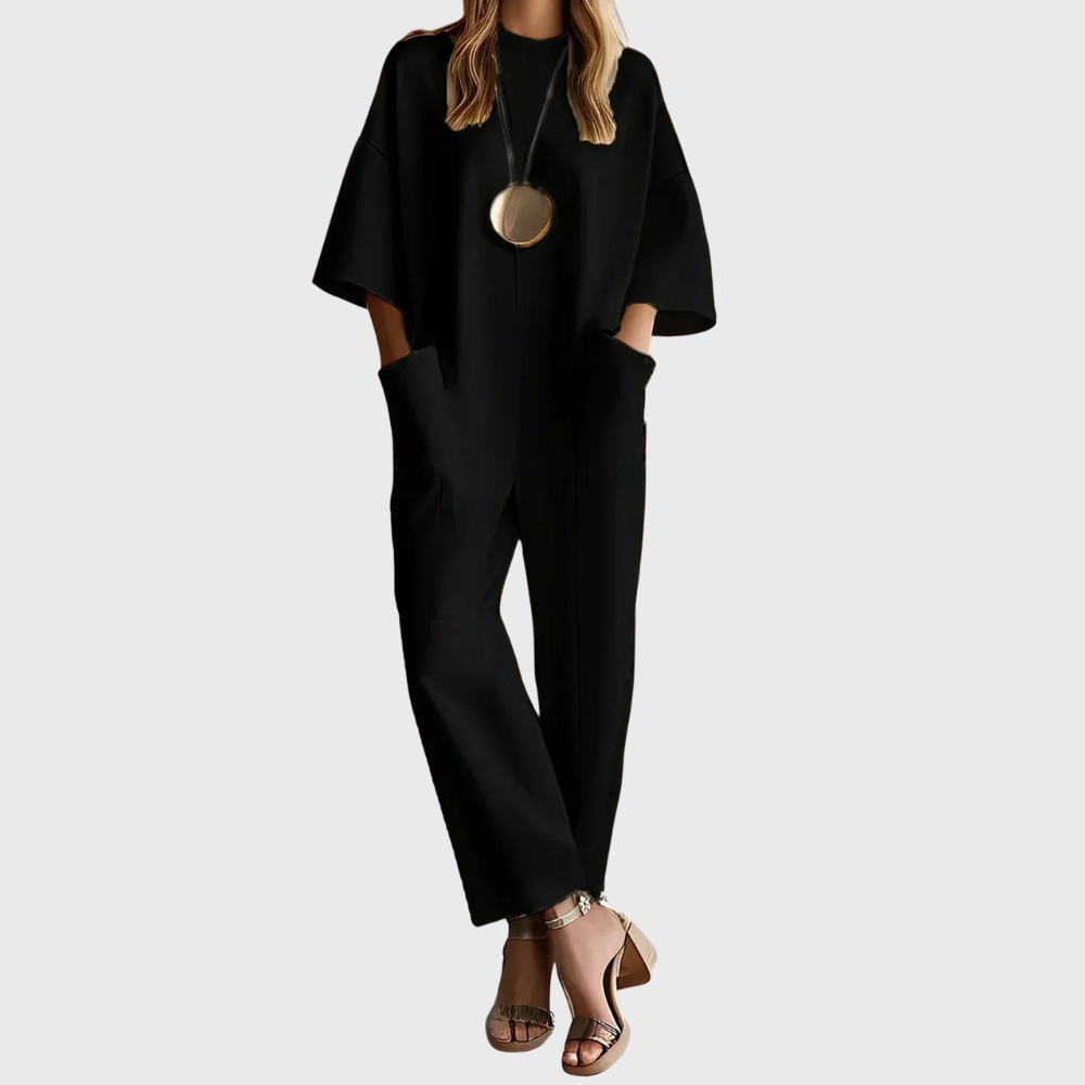 AMEDEA – ELEGANT SHORT-SLEEVED JUMPSUIT