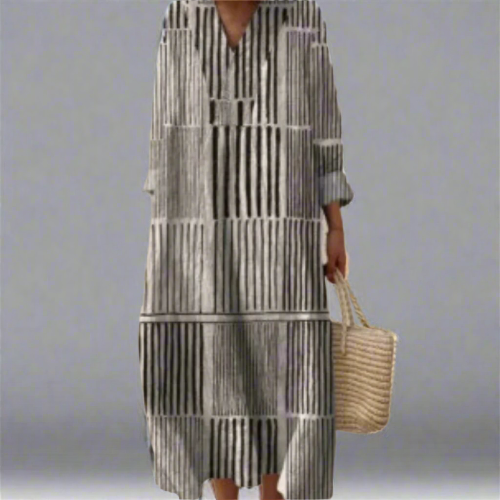 Margot - Monochrome Stripe Comfort Dress