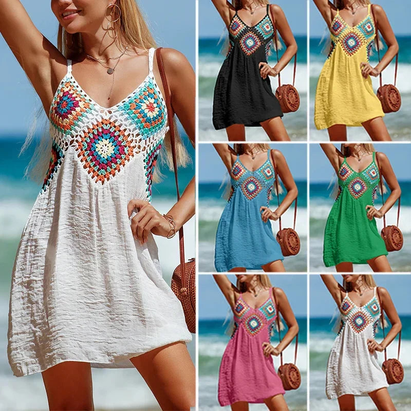Hanna | Crochet Knitted Splicing V Neck Tunic
