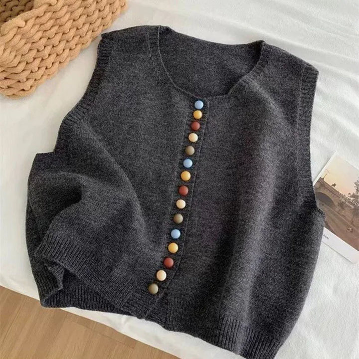 THE MARIBEL - COLOR-BUTTON KNIT VEST