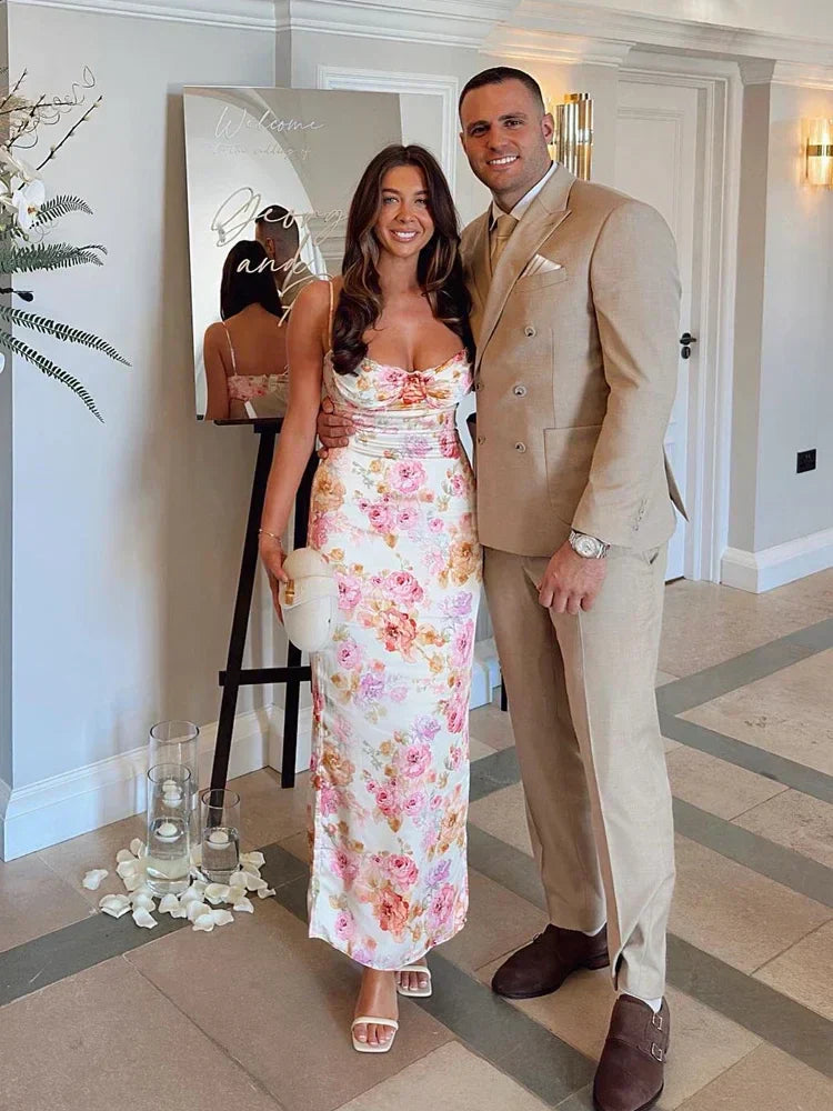 Lucy - Floral Satin Maxi Dress