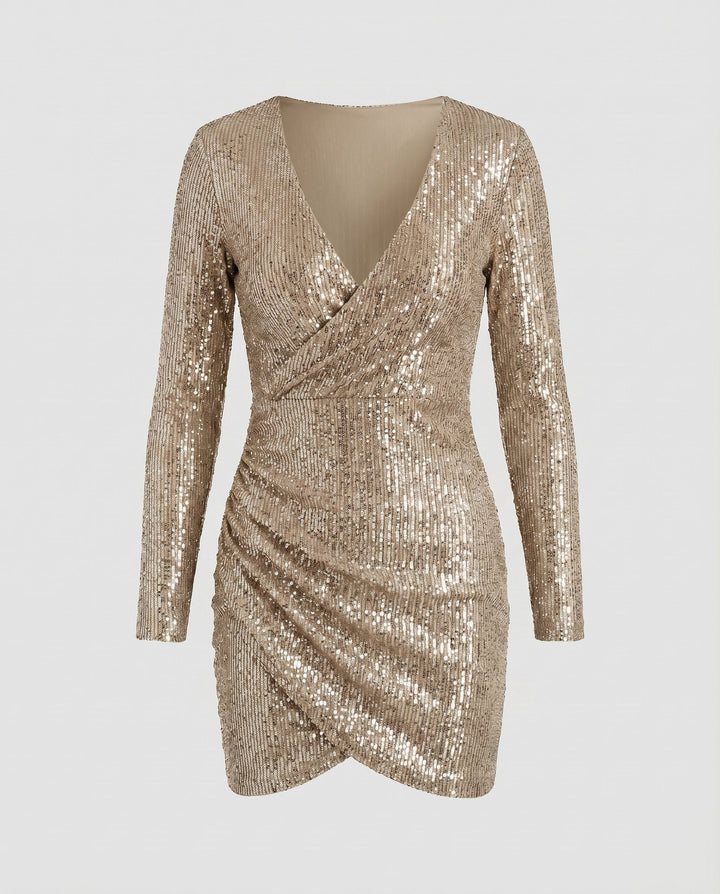 Ashlyn | Homecoming Dress with Wrap Detail and Ruffles