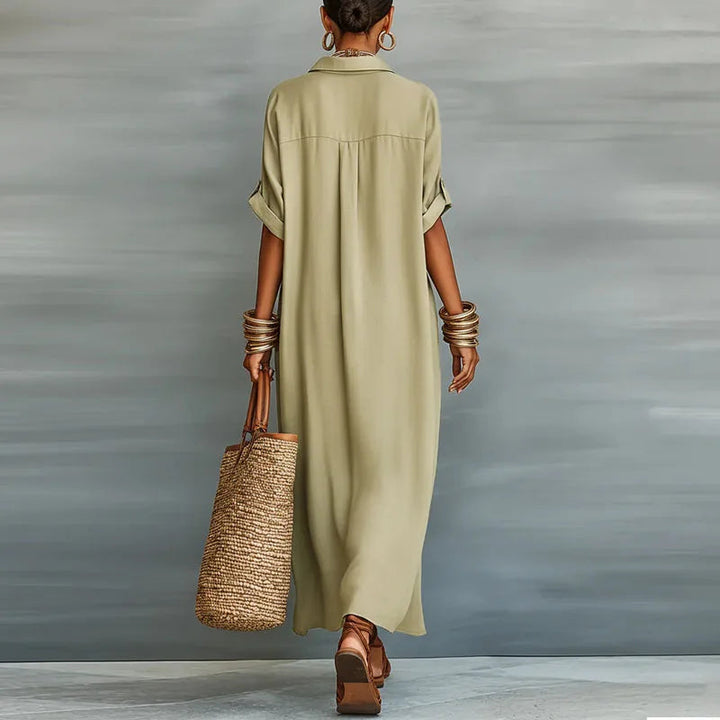 Luna | Elegant Button-Down Maxi Shirt Dress
