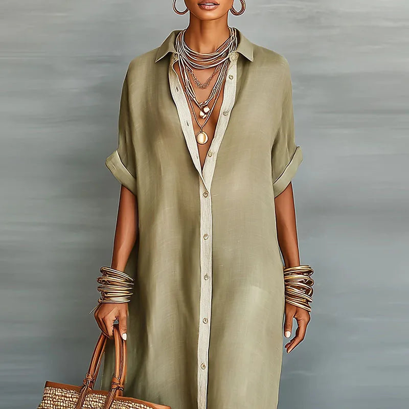 Luna | Elegant Button-Down Maxi Shirt Dress