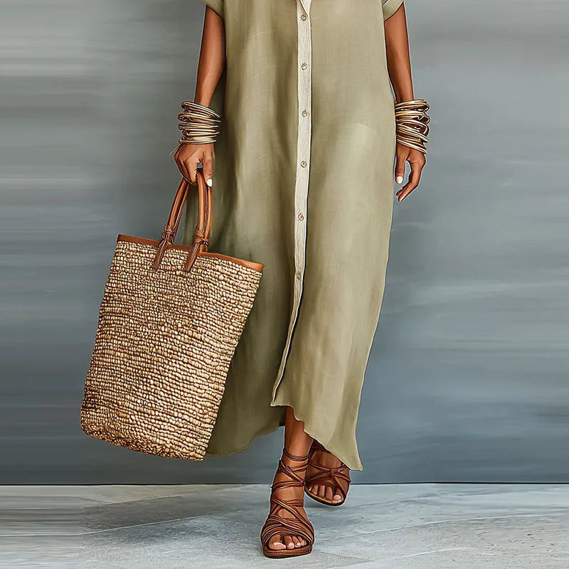 Luna | Elegant Button-Down Maxi Shirt Dress
