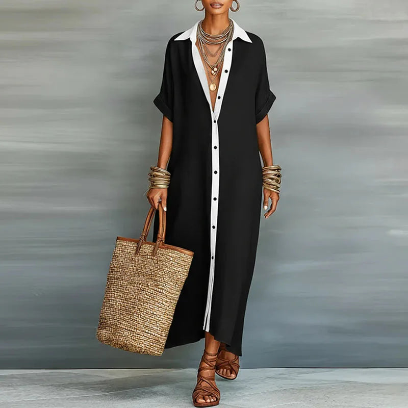 Luna | Elegant Button-Down Maxi Shirt Dress