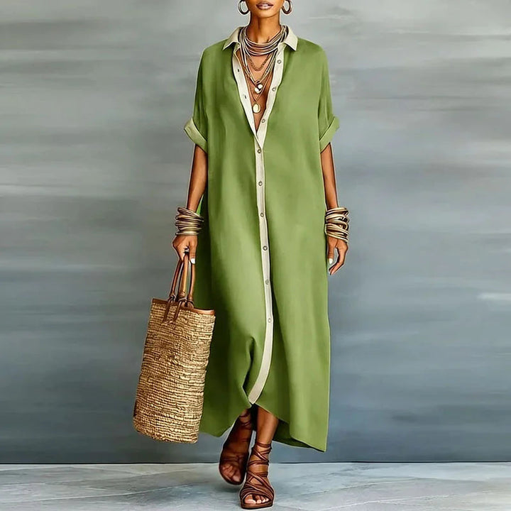 Luna | Elegant Button-Down Maxi Shirt Dress