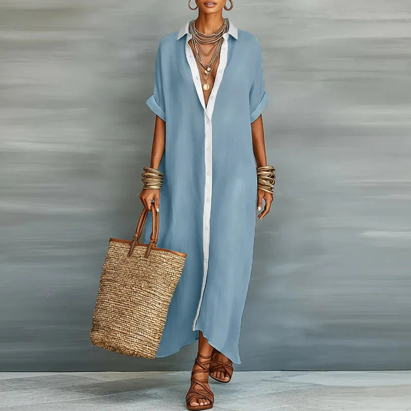 Luna | Elegant Button-Down Maxi Shirt Dress
