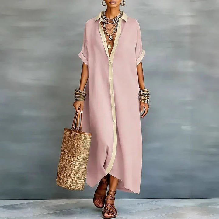 Luna | Elegant Button-Down Maxi Shirt Dress