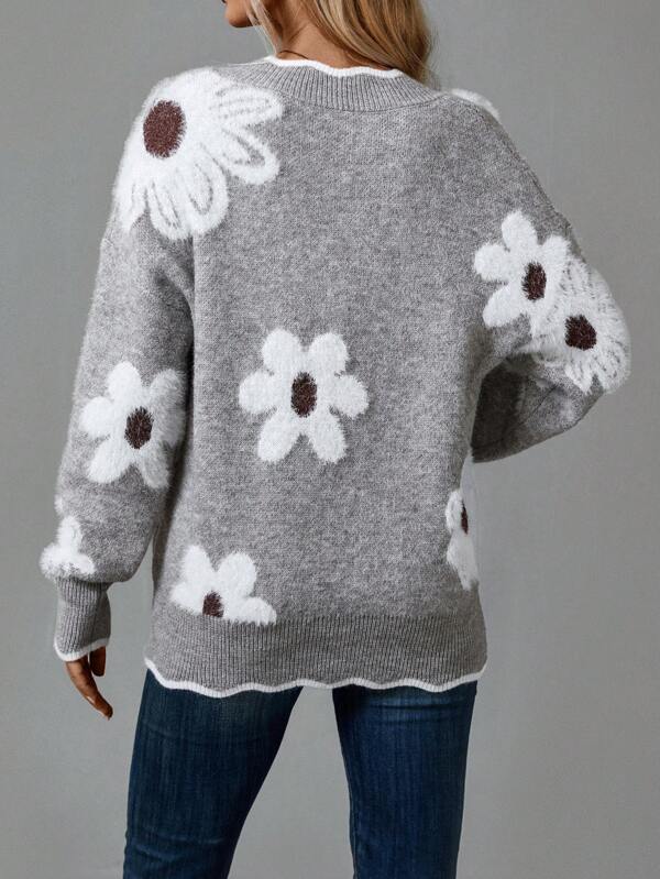 Noah | Floral V-Neck Winter Sweater