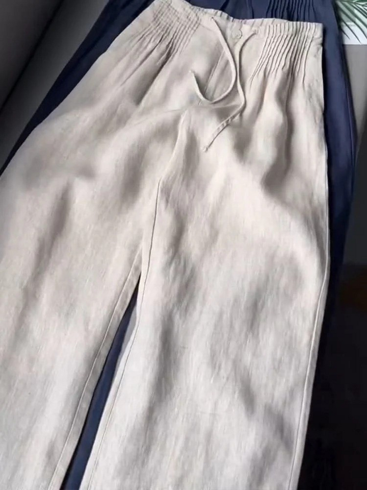 AMELINA – PLEATED LINEN COMFORT FIT PANTS
