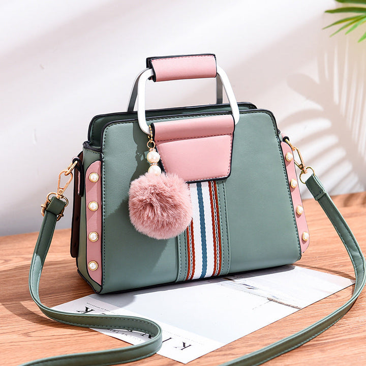 Valentina Rossi Color Block Handbag with Stripe Detail