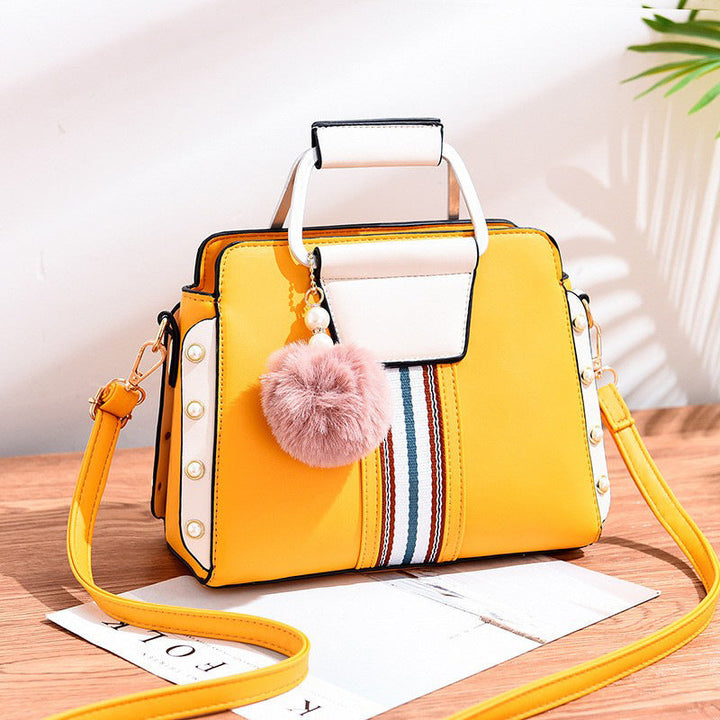 Valentina Rossi Color Block Handbag with Stripe Detail