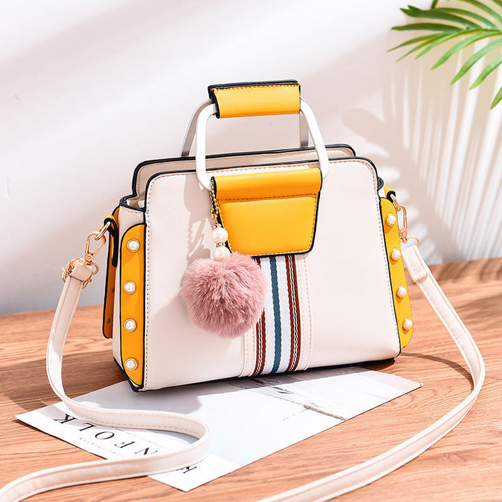 Valentina Rossi Color Block Handbag with Stripe Detail