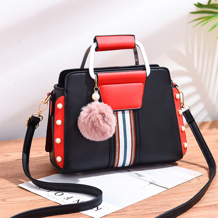 Valentina Rossi Color Block Handbag with Stripe Detail