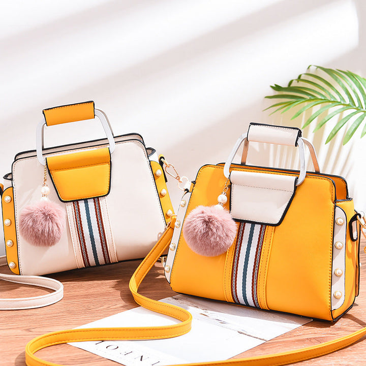 Valentina Rossi Color Block Handbag with Stripe Detail