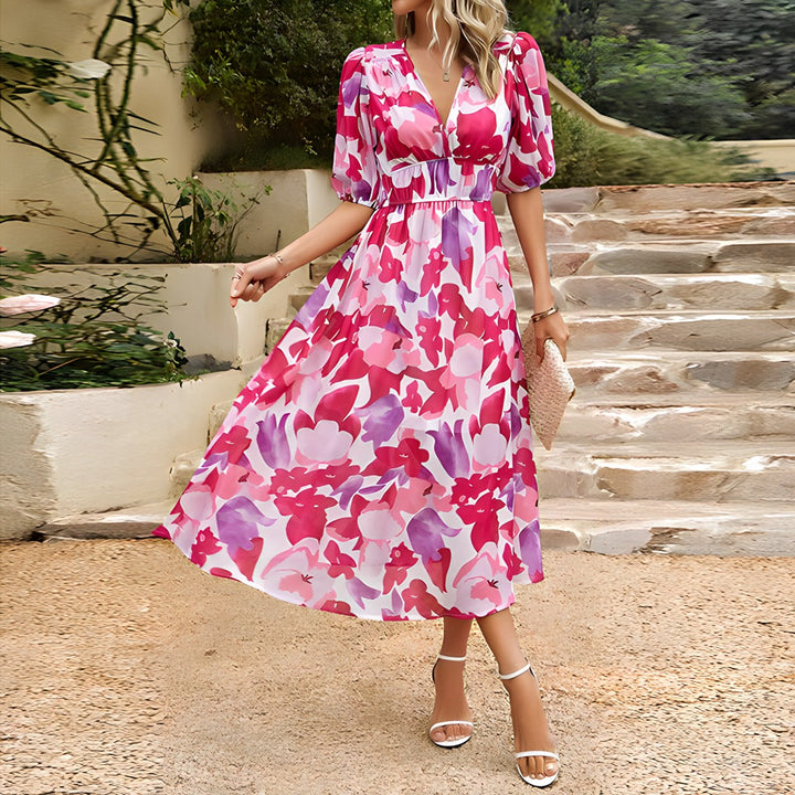 CRESSELLE – V-NECK MIDI DRESS