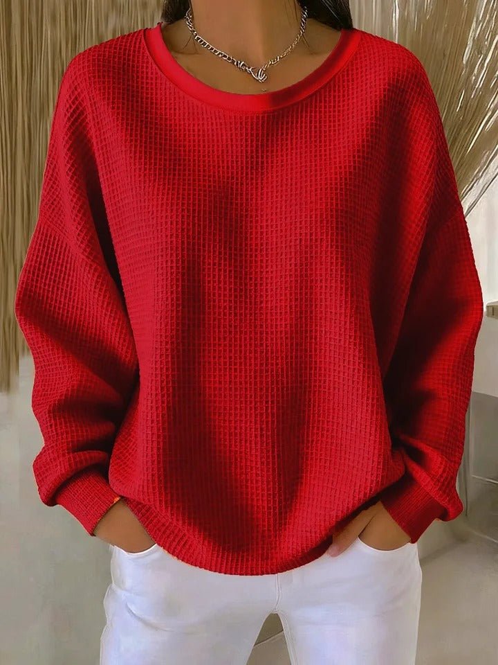 Zoey | Women's Relaxed-Fit Textured Waffle-Knit Sweater