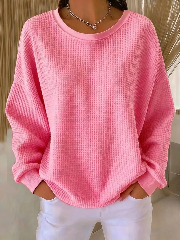 Zoey | Women's Relaxed-Fit Textured Waffle-Knit Sweater