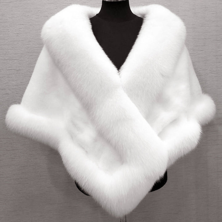Women’s Faux Fur Cape Scarf with Wide Collar