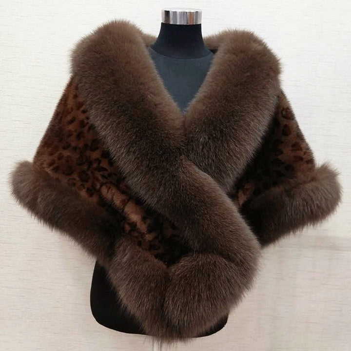 Women’s Faux Fur Cape Scarf with Wide Collar