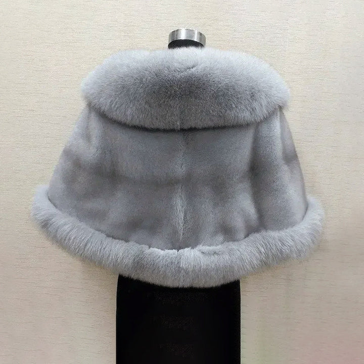 Women’s Faux Fur Cape Scarf with Wide Collar