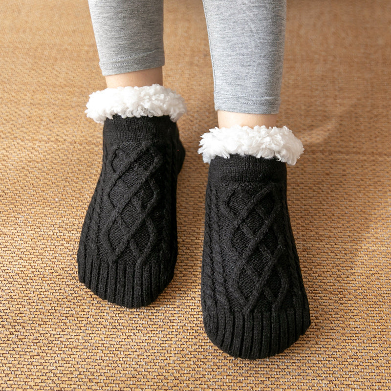Women’s Non-Slip Slipper Knit Socks with Inner Lining