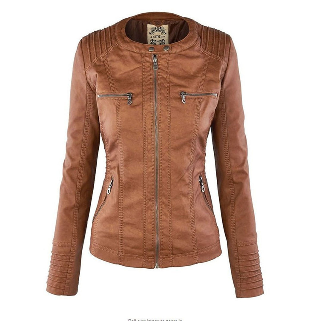 Ruby | Tailored Style Faux Leather Hooded Jacket