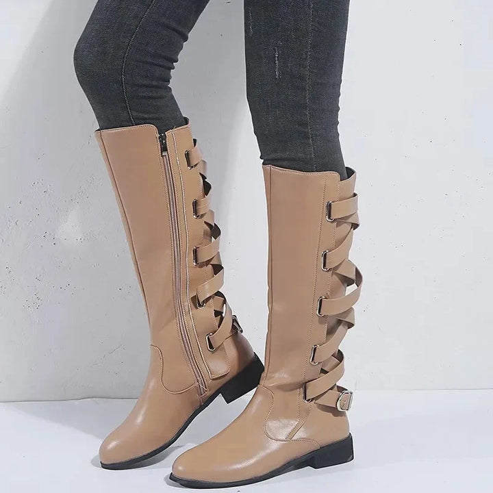 Siena | Trendy Back Buckle Equestrian Knee High Boots