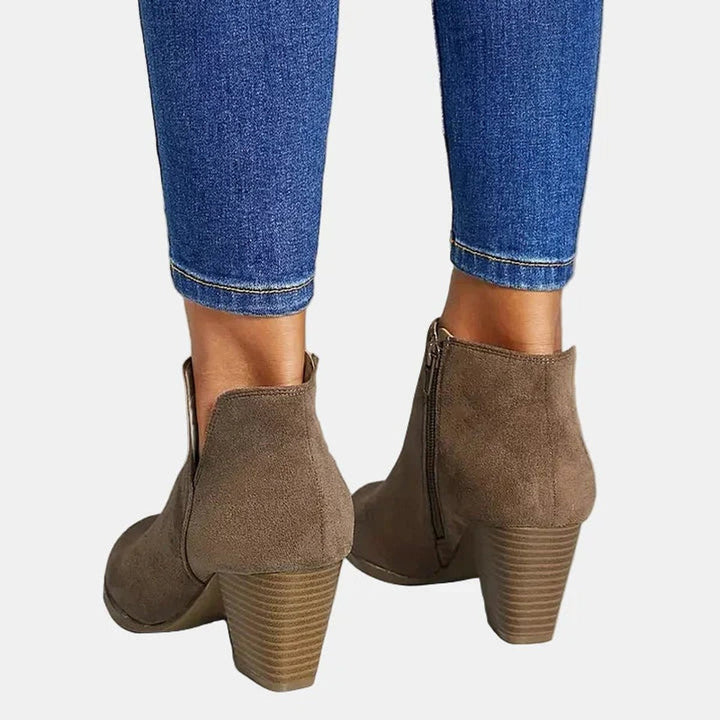 Beatrice | Women's Suede Block Heel Side-Zip Ankle Boots