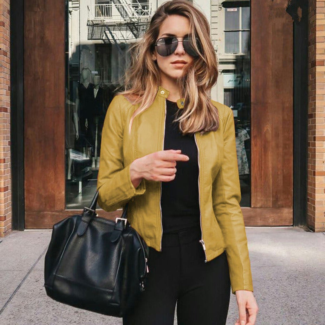 Zoey | Slim-Fit Biker Jacket in Soft Faux Leather