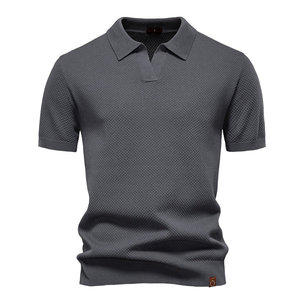 Noah | Modern Textured Open-Collar Polo Shirt