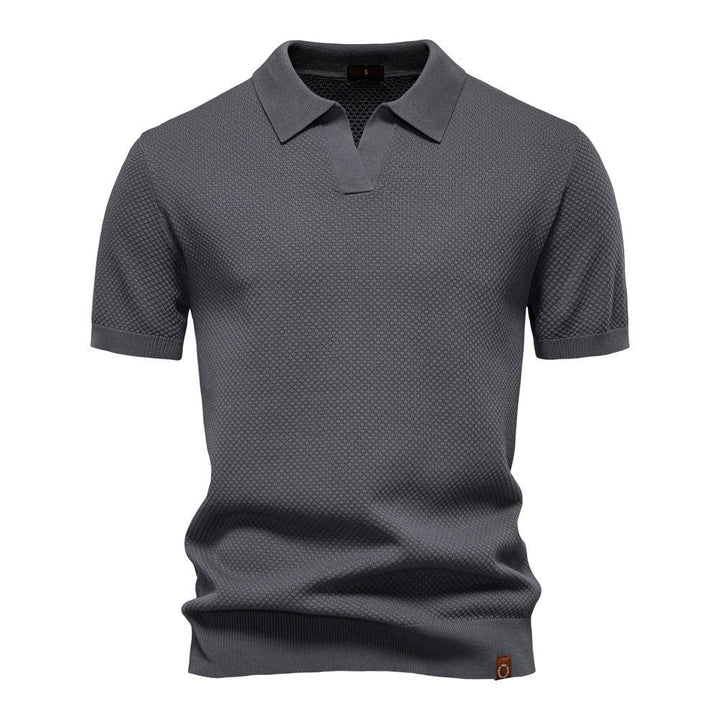 Noah | Modern Textured Open-Collar Polo Shirt