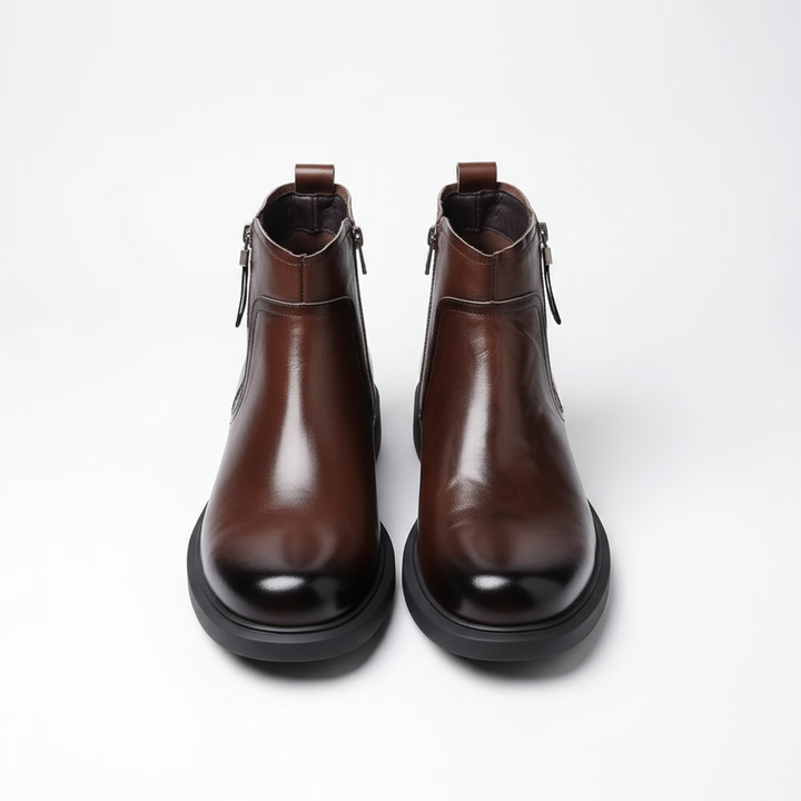 Daniel | Sturdy Leather Ankle Boots with Side-Zip