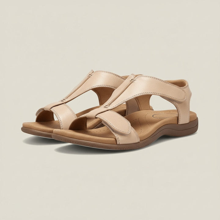 Liora | Comfortable T-Strap Velcro Open-Toe Orthopedic Sandals