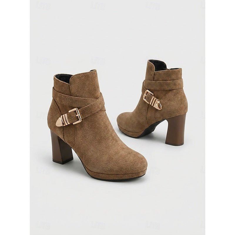 Nova | Buckle-Strap Block Heel Ankle Boots
